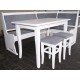 Narożnik kuchenny N1B STÓŁ TABORETY 155X115 BIAŁY