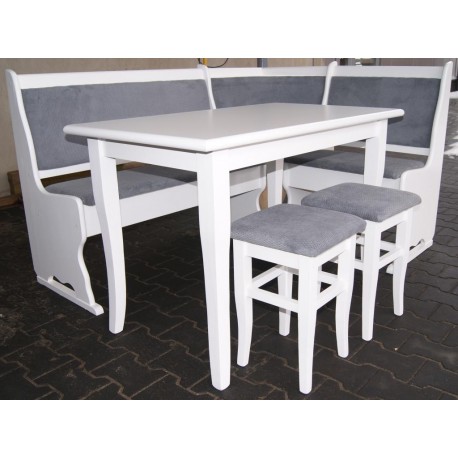 Narożnik kuchenny N1B STÓŁ TABORETY 155X115 BIAŁY