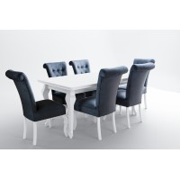 Stół 100x200-300 + 8 krzeseł biały połysk ludwik